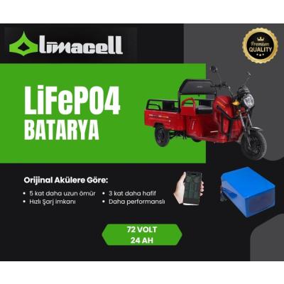 Limacell Arora Mini Cargo Uyumlu 72V 24Ah LiFePO4 Smart Batarya | JK BMS ürün görseli
