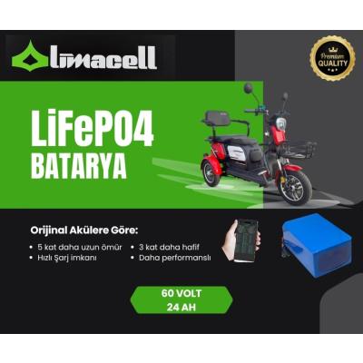 Limacell Arora Rüzgar New Uyumlu 60V 24Ah LiFePO4 Smart Batarya | JK BMS ürün görseli